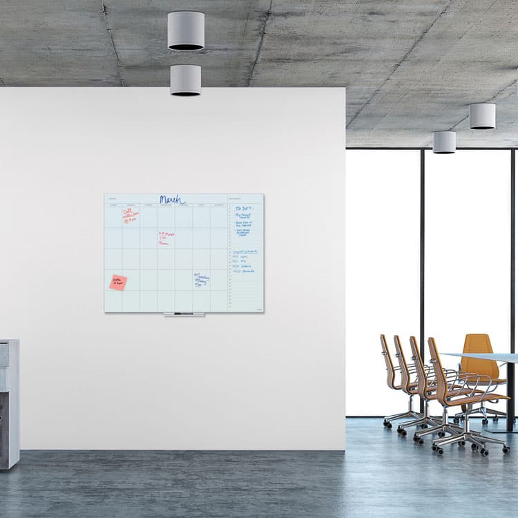 U BRANDS Floating Glass Dry Erase Calendar, Monthly Planning/Scheduling, 48" x 36" (Actual Size: 47" x 35"), White Surface (UBR3969U0001) thumbnail 2