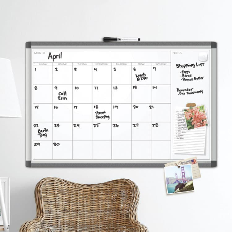 U BRANDS PINIT Magnetic Dry Erase Calendar, Monthly Planning/Scheduling, 48 x 36 (Actual Size: 47 x 35), White Surface, Aluminum Frame (UBR2903U0001) thumbnail 2