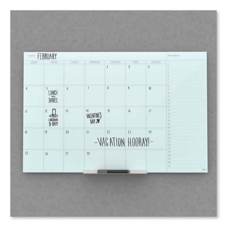 U BRANDS Floating Glass Dry Erase Calendar, Monthly Planning/Scheduling, 36" x 24" (Actual Size: 35" x 23"), White Surface (UBR3967U0001) thumbnail 3