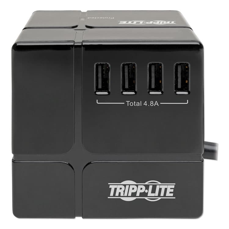 EATON CORPORATION Power Cube Surge Protector, 3 AC Outlets/6 USB-A Ports, 6 ft Cord, 540 J, Black (TRPTLP366CUBEUS) thumbnail 2