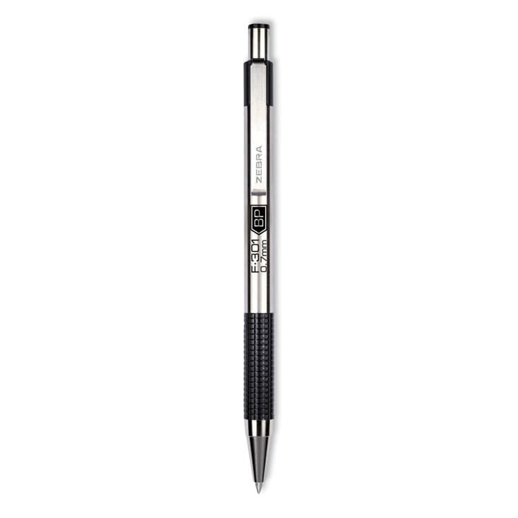 ZEBRA PEN CORP. F-301 Ballpoint Pen, Retractable, Bold 1.6 mm, Black Ink, Stainless Steel/Black Barrel, 2/Pack (ZEB27312)