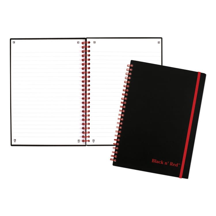 MEAD PRODUCTS Flexible Cover Twinwire Notebooks, SCRIBZEE Compatible, 1-Subject, Wide/Legal Rule, Black/Red Cover, (70) 8.25 x 5.63 Sheets (JDKC67009)