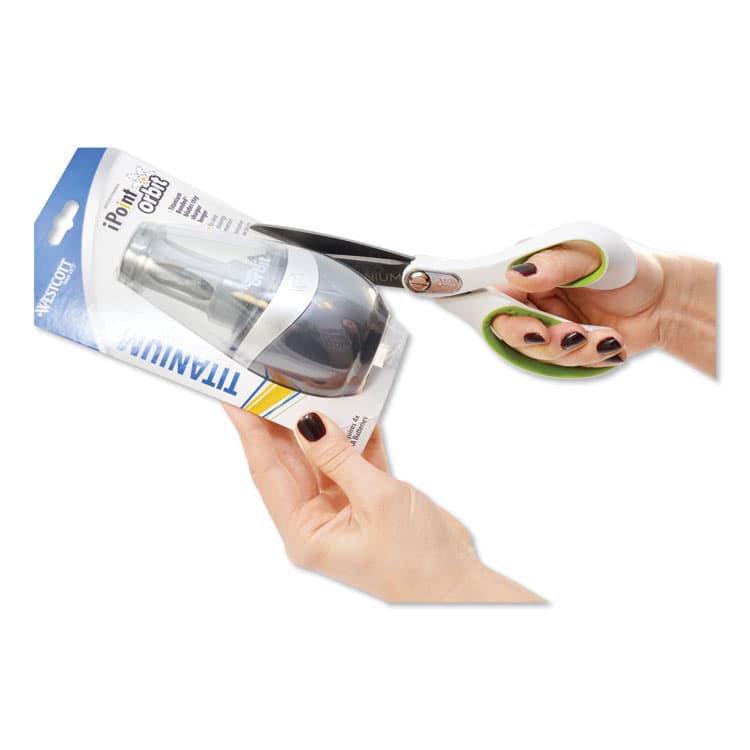 ACME UNITED CORPORATION CarboTitanium Bonded Scissors, 8" Overall Length, 3.25" Cut Length, Straight White/Green Handle (ACM16447) thumbnail 4