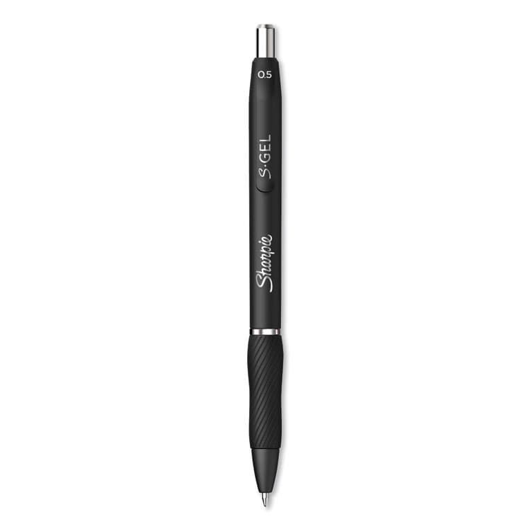 SANFORD S-Gel High-Performance Gel Pen, Retractable, Fine 0.5 mm, Black Ink, Black Barrel, Dozen (SAN2096145)