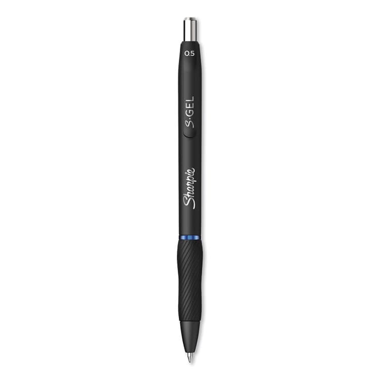 SANFORD S-Gel High-Performance Gel Pen, Retractable, Fine 0.5 mm, Blue Ink, Black Barrel, Dozen (SAN2096146)