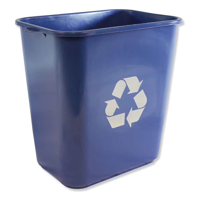 IMPACT PRODUCTS, LLC Soft-Sided Recycle Logo Plastic Wastebasket, 28 qt, Polyethylene, Blue (IMP7702BLUR)