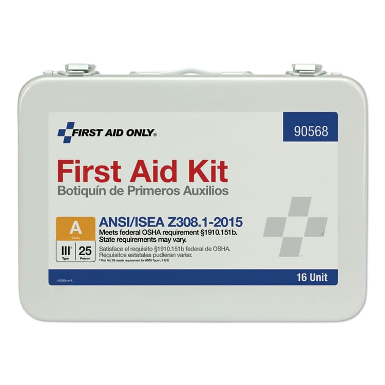 FIRST AID ONLY, . Unitized ANSI Compliant Class A Type III First Aid Kit for 25 People, 84 Pieces, Metal Case (FAO90568) thumbnail 2