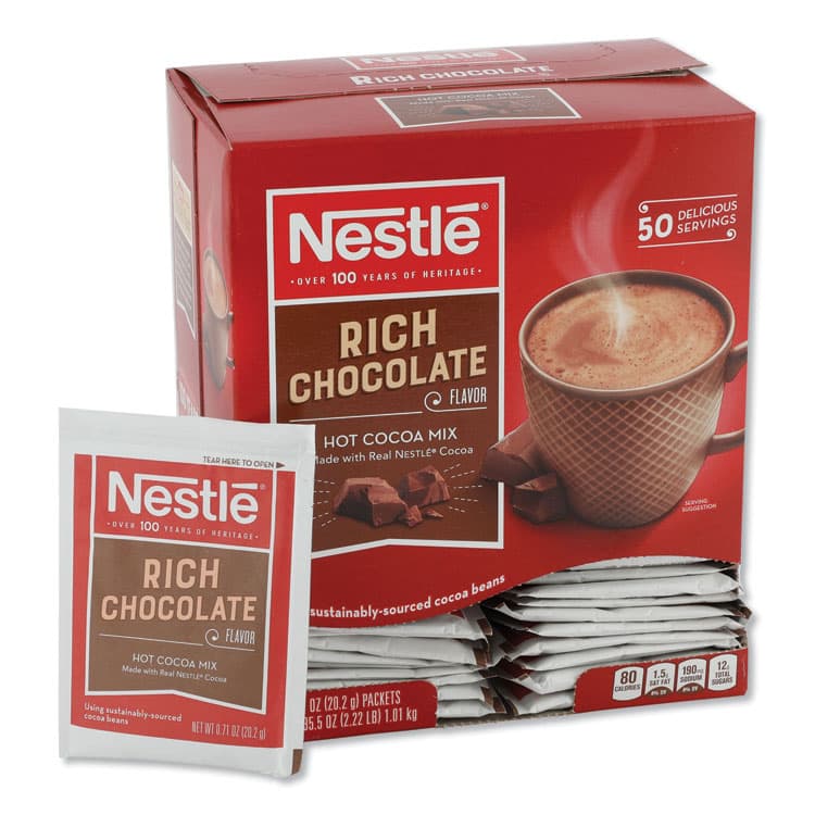 NESTLE Hot Cocoa Mix, Rich Chocolate, .71oz, 50/Box (NES25485)