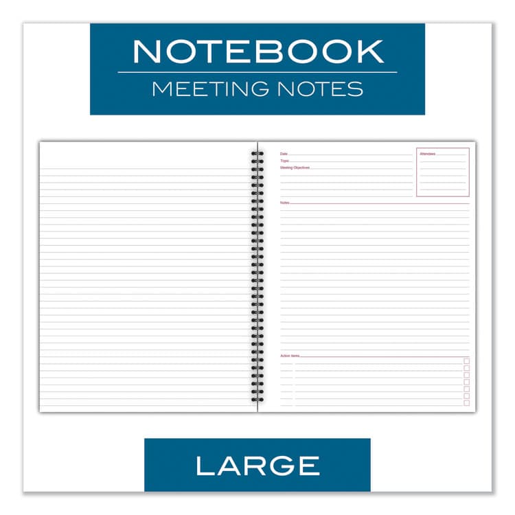 MEAD PRODUCTS Wirebound Guided Business Notebook, Meeting Note Format, Dark Gray Linen Cover, (80) 11 x 8.25 Sheets (MEA06132) thumbnail 4