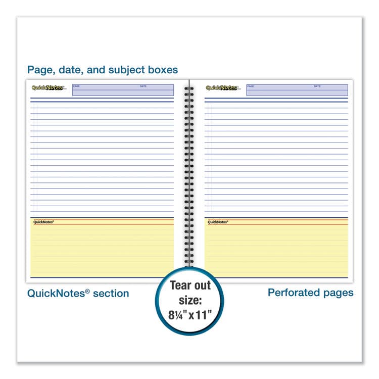 MEAD PRODUCTS Wirebound Guided Business Notebook, QuickNotes List-Management Format, Dark Gray Linen Cover, (80) 11 x 8.5 Sheets (MEA06066) thumbnail 2