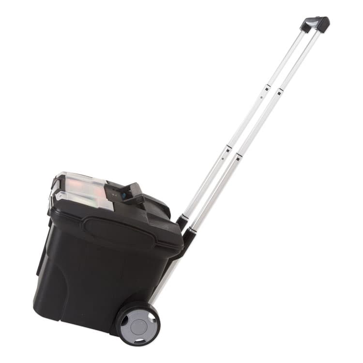 STOREX Premium Mobile File Transport Box with Telescoping Handle and Organizer Tray, Letter Files, 15" x 16.38" x 14.25", Black/Gray (STX61507U01C) thumbnail 3