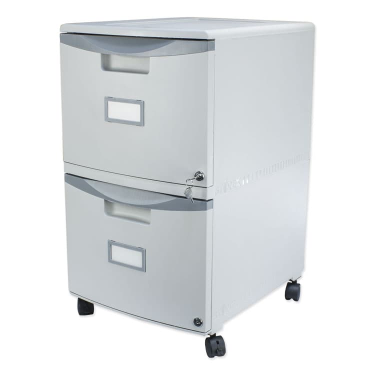 STOREX Two-Drawer Mobile Filing Cabinet, 2 Legal/Letter-Size File Drawers, Gray, 14.75" x 18.25" x 26" (STX61310B01C) thumbnail 2