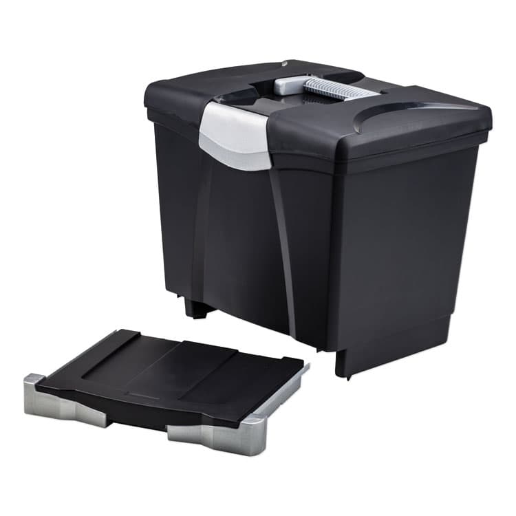 STOREX Portable File Box with Drawer, Letter Files, 14" x 11.25" x 14.5", Black (STX61523U01C) thumbnail 2