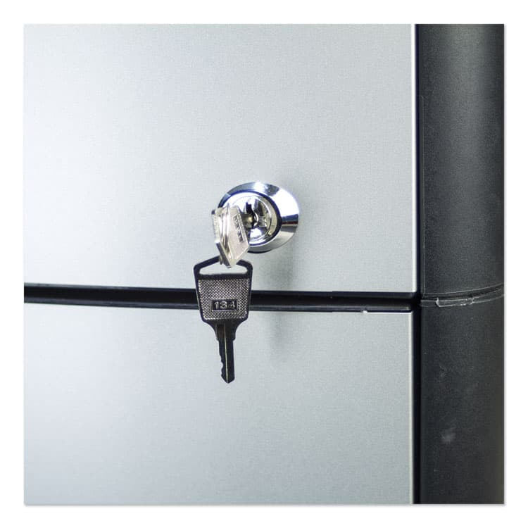 STOREX Mobile Filing Cabinet with Metal Siding and Top-Drawer Organizer Tray, 2 Letter File Drawers, Silver/Black, 19" x 15" x 23" (STX61352U01C) thumbnail 3