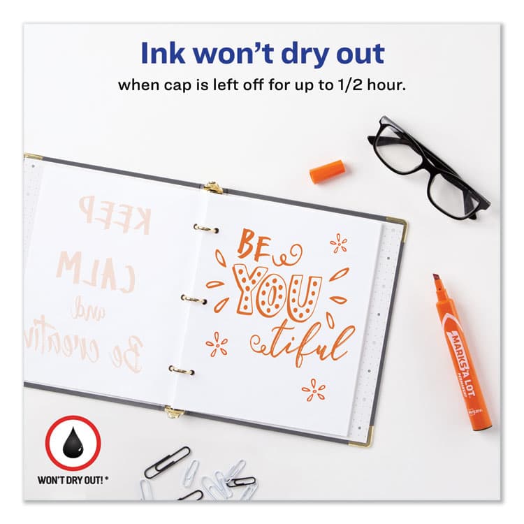 AVERY PRODUCTS CORPORATION MARKS A LOT Large Desk-Style Permanent Marker, Broad Chisel Tip, Orange, Dozen (8883) (AVE08883) thumbnail 3