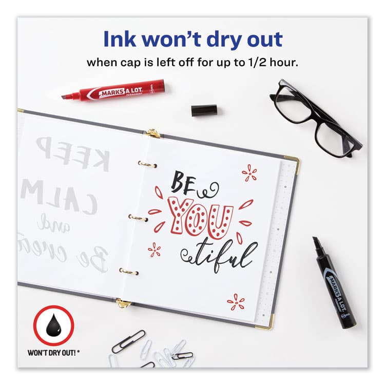 AVERY PRODUCTS CORPORATION MARKS A LOT Regular Desk-Style Permanent Marker Value Pack, Broad Chisel Tip, Assorted Colors, 24/Pack (98187) (AVE98187) thumbnail 2