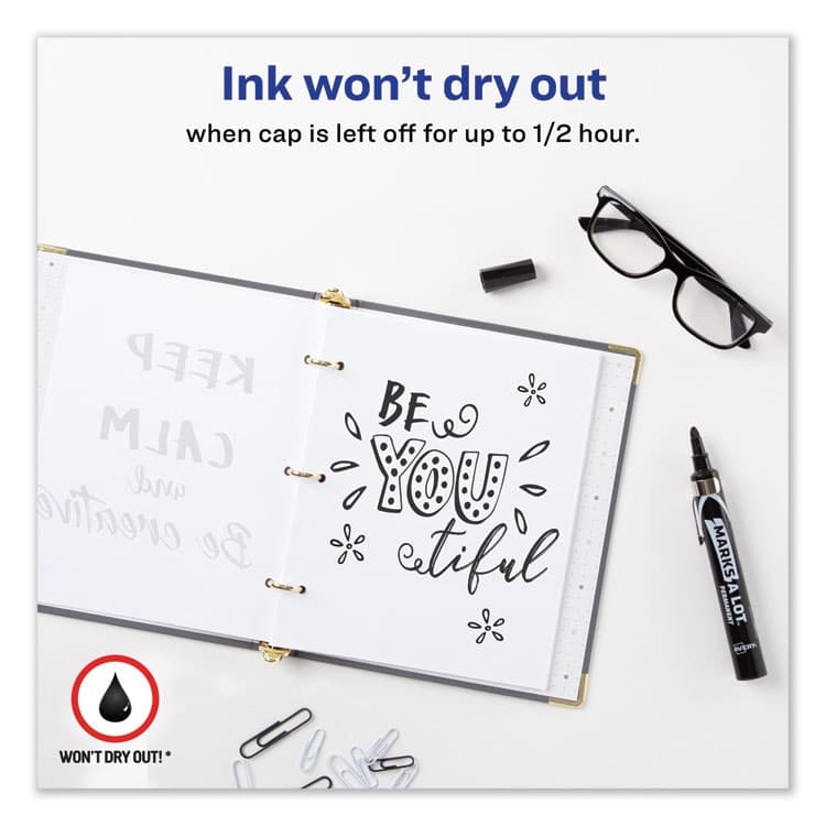 AVERY PRODUCTS CORPORATION MARKS A LOT Large Desk-Style Permanent Marker with Metal Pocket Clip, Broad Bullet Tip, Black, Dozen (24878) (AVE24878) thumbnail 3