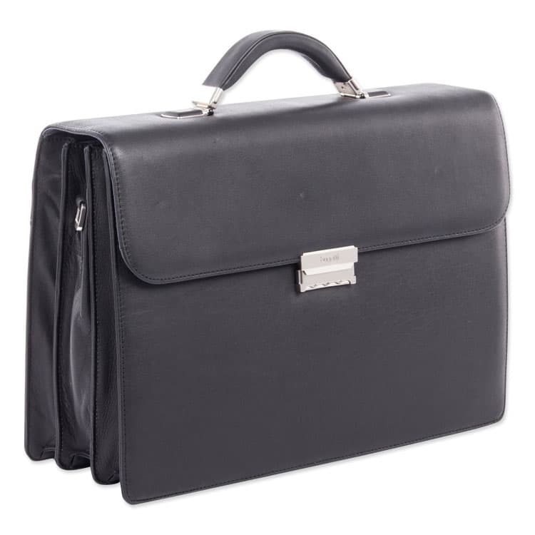 THE BUGATTI GROUP Milestone Briefcase, Fits Devices Up to 15.6", Leather, 5 x 5 x 12, Black (SWZ49545801SM)