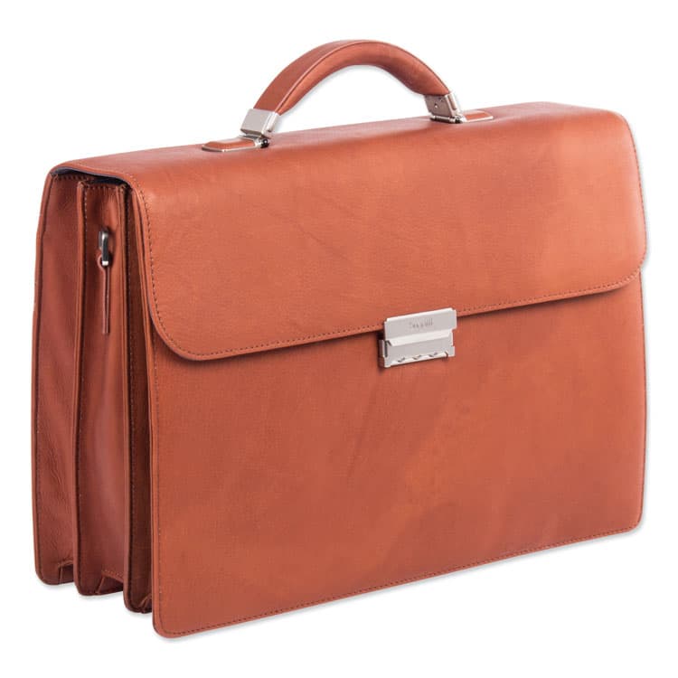 THE BUGATTI GROUP Milestone Briefcase, Fits Devices Up to 15.6", Leather, 5 x 5 x 12, Cognac (SWZ49545807SM)