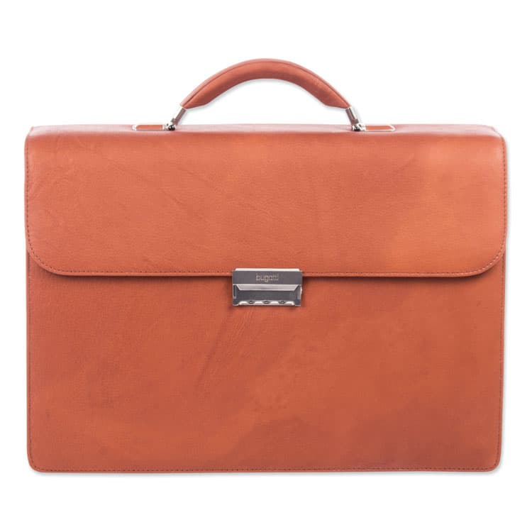 THE BUGATTI GROUP Milestone Briefcase, Fits Devices Up to 15.6", Leather, 5 x 5 x 12, Cognac (SWZ49545807SM) thumbnail 2