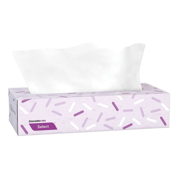 CASCADES TISSUE GROUP Select Flat Box Facial Tissue, 2-Ply, White, 100 Sheets/Box, 30 Boxes/Carton (CSDF950)