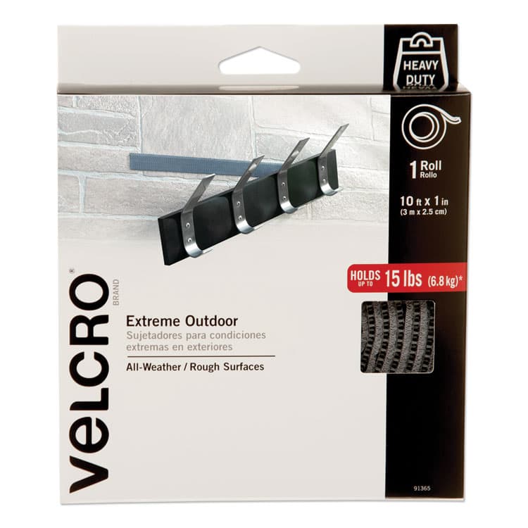 VELCRO USA, . Heavy-Duty Fasteners, Extreme Outdoor Performance, 1" x 10 ft, Titanium (VEK91365)