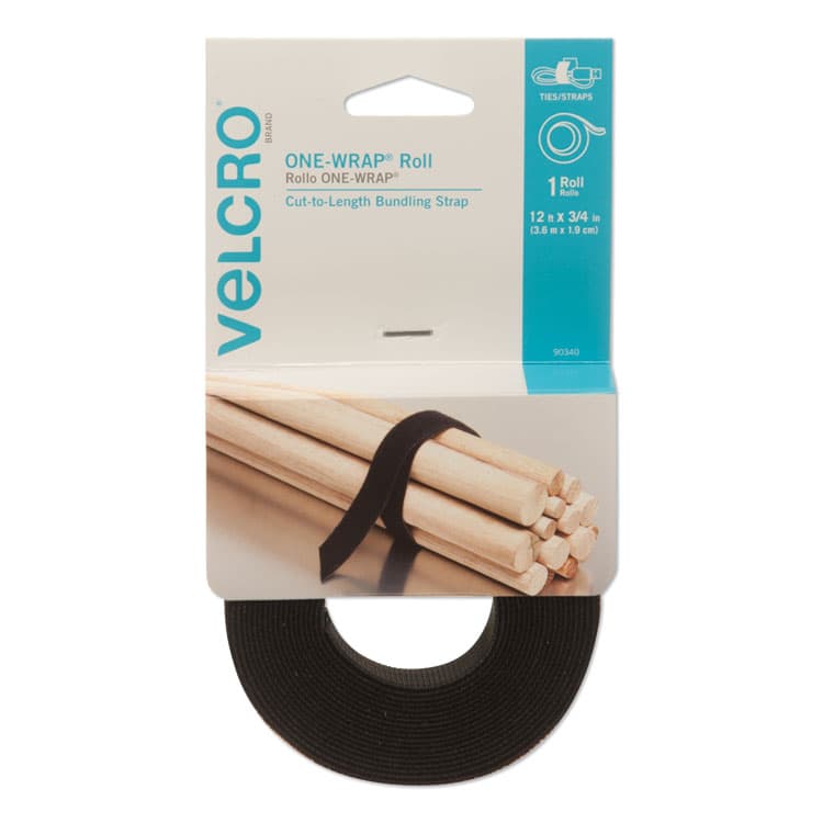 VELCRO USA, . ONE-WRAP Pre-Cut Standard Ties, 0.75" x 12", Black (VEK90340)