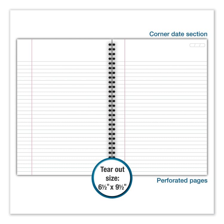 MEAD PRODUCTS Wirebound Business Notebook, 1-Subject, Wide/Legal Rule, Black Linen Cover, (80) 9.5 x 6.63 Sheets (MEA06672) thumbnail 4