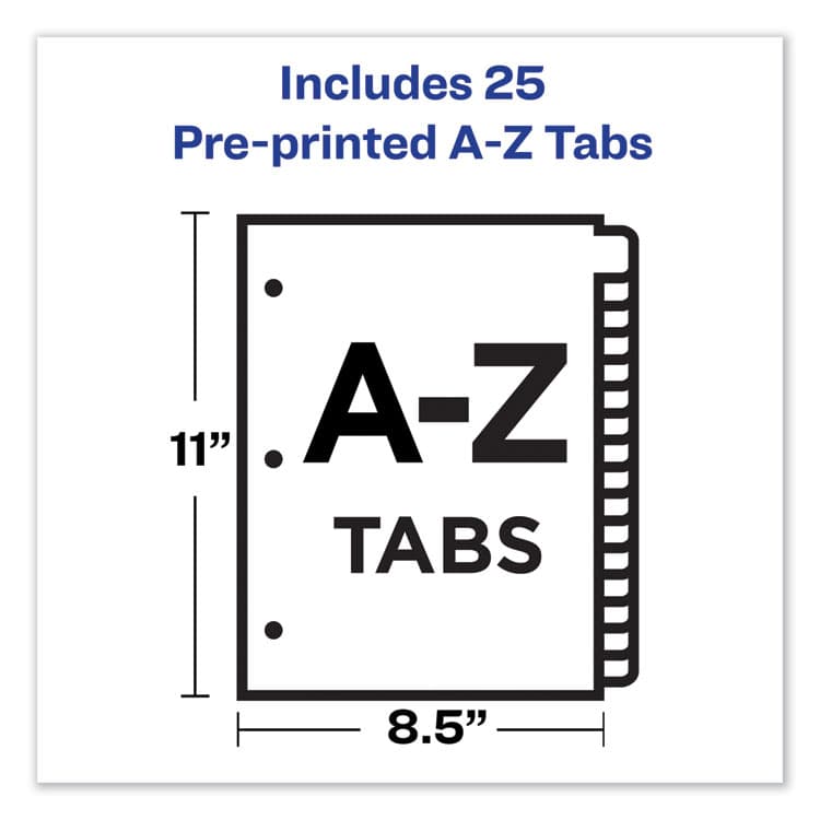 AVERY PRODUCTS CORPORATION Preprinted Laminated Tab Dividers with Gold Reinforced Binding Edge, 25-Tab, A to Z, 11 x 8.5, Buff, 1 Set (AVE11306) thumbnail 3