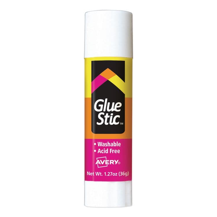AVERY PRODUCTS CORPORATION Permanent Glue Stic, 1.27 oz, Applies White, Dries Clear (AVE00196)