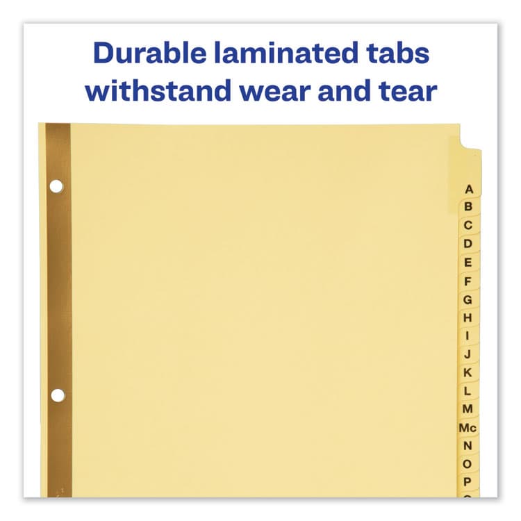 AVERY PRODUCTS CORPORATION Preprinted Laminated Tab Dividers with Gold Reinforced Binding Edge, 25-Tab, A to Z, 11 x 8.5, Buff, 1 Set (AVE11306) thumbnail 2