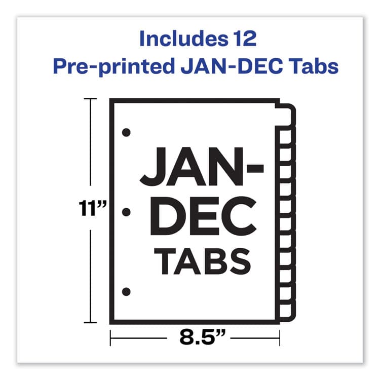 AVERY PRODUCTS CORPORATION Preprinted Laminated Tab Dividers with Gold Reinforced Binding Edge, 12-Tab, Jan. to Dec., 11 x 8.5, Buff, 1 Set (AVE11307) thumbnail 3