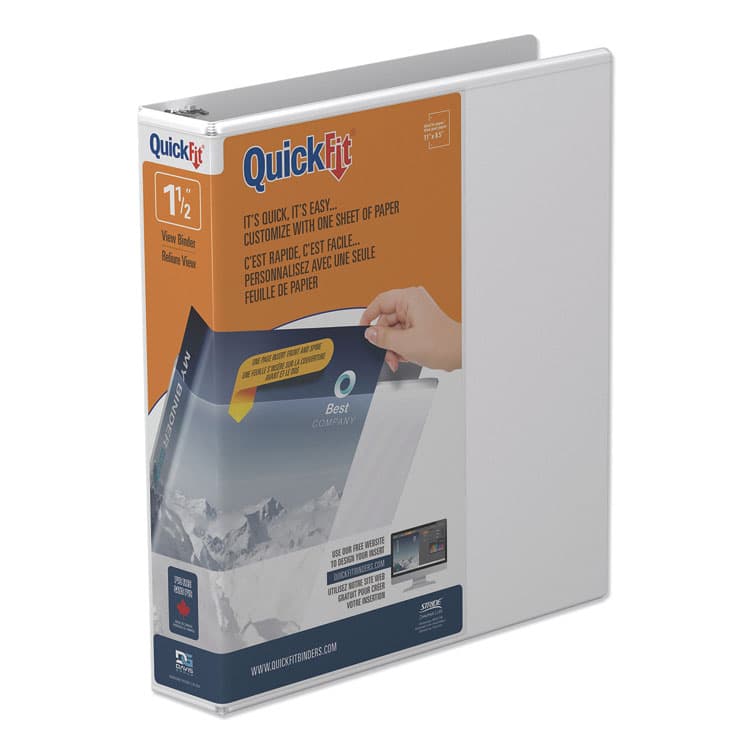 STRIDE WRITING QuickFit Round-Ring View Binder, 3 Rings, 1.5" Capacity, 11 x 8.5, White (STW88020)