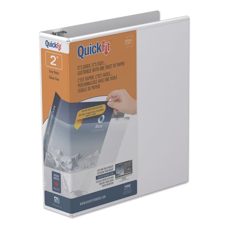 STRIDE WRITING QuickFit Round-Ring View Binder, 3 Rings, 2" Capacity, 11 x 8.5, White (STW88030)