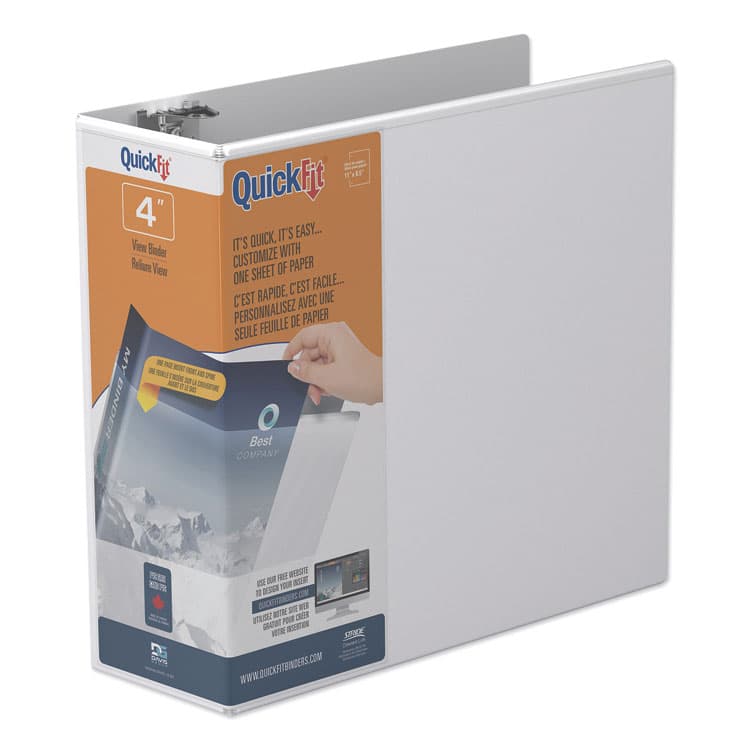 STRIDE WRITING QuickFit D-Ring View Binder, 3 Rings, 4" Capacity, 11 x 8.5, White (STW87060) thumbnail 2