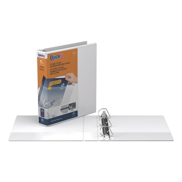 STRIDE WRITING QuickFit D-Ring View Binder, 3 Rings, 1.5" Capacity, 11 x 8.5, White (STW87020)