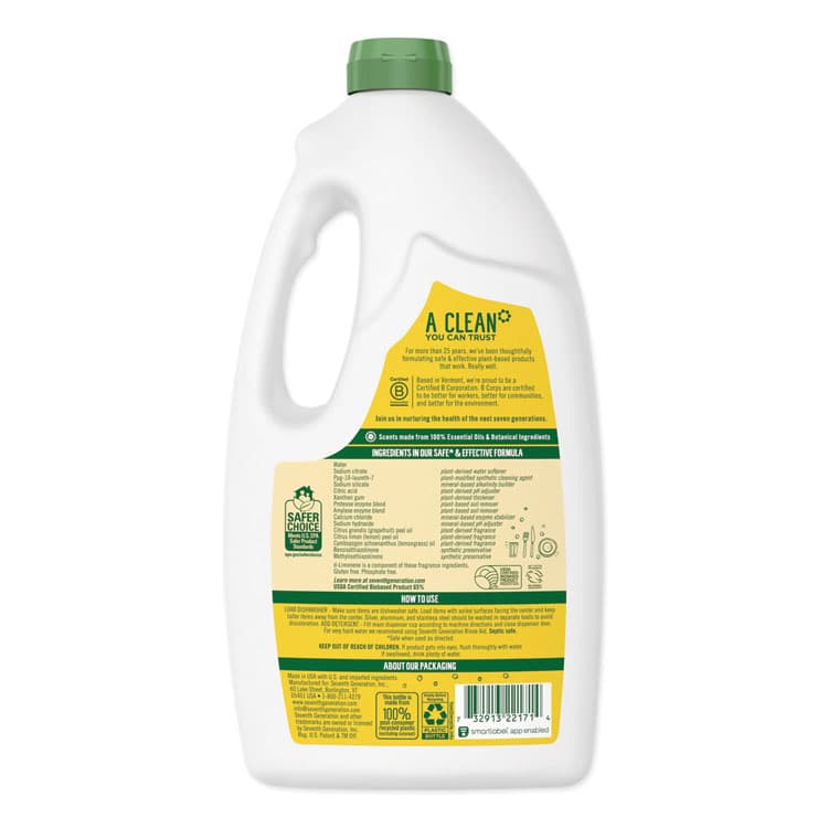 SEVENTH GENERATION Natural Automatic Dishwasher Gel, Lemon, 42 oz Bottle (SEV22171EA) thumbnail 3