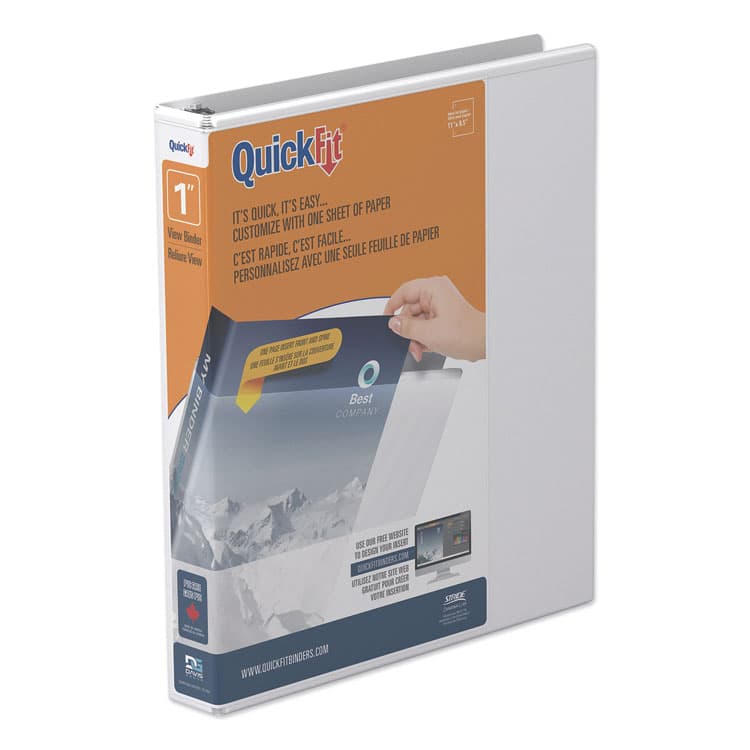 STRIDE WRITING QuickFit D-Ring View Binder, 3 Rings, 1" Capacity, 11 x 8.5, White (STW87010)