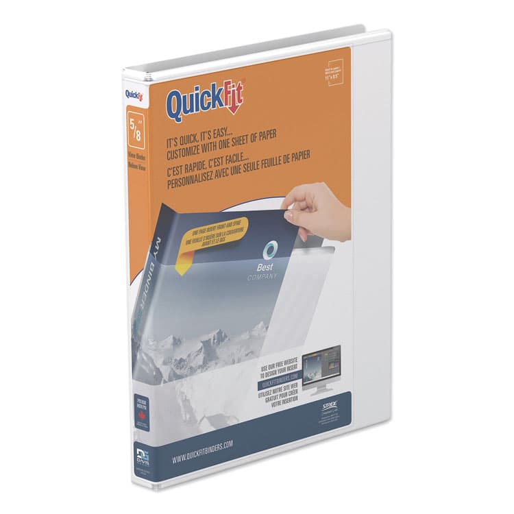 STRIDE WRITING QuickFit D-Ring View Binder, 3 Rings, 0.63" Capacity, 11 x 8.5, White (STW87000)