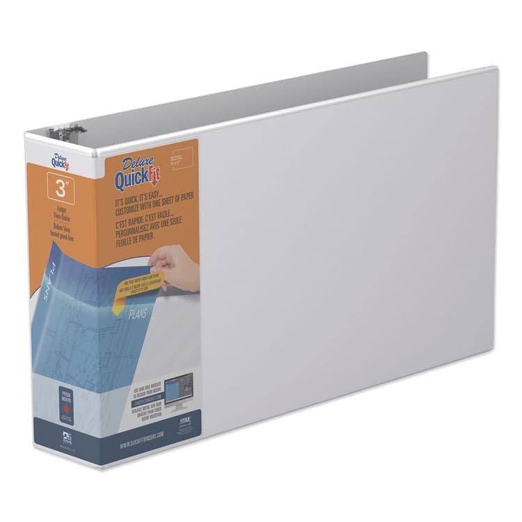 STRIDE WRITING QuickFit Ledger D-Ring View Binder, 3 Rings, 3" Capacity, 11 x 17, White (STW94050)