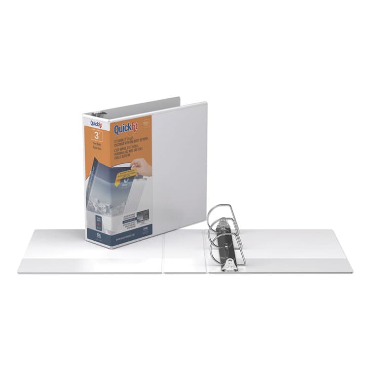 STRIDE WRITING QuickFit D-Ring View Binder, 3 Rings, 3" Capacity, 11 x 8.5, White (STW87050)