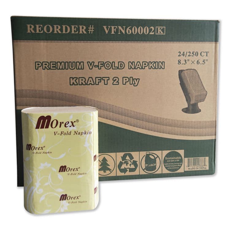 GEN Premium Interfold Pop-Up Dispenser Napkin, 2-Ply, 6.5 x 5, Brown, 6,000/Carton (TEHVFN60002K)