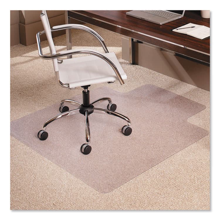 E.S. ROBBINS EverLife Moderate Use Chair Mat for Low Pile Carpeted Floors, Rectangular with Lip, Crystal Edges, 45" x 53", Clear (ESR128173)