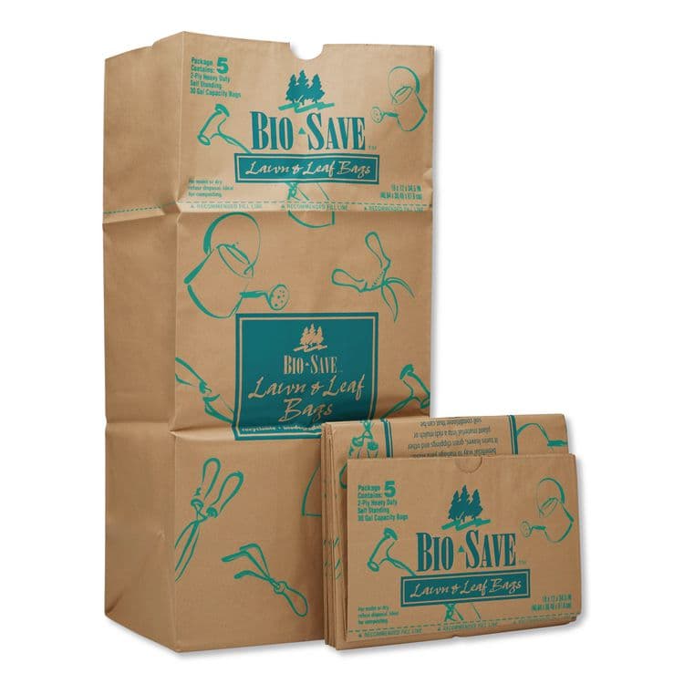 GEN Lawn/Leaf Bags, Self-Standing, Open-Face, 30 gal, 16" x 35", Kraft, 50/Box (BAGRBR30105BO)