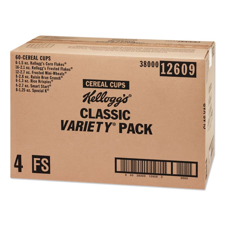 KELLOGG'S Breakfast Cereal - Single Serve, Classic Assortment, 2.1 oz Cup, 60/Carton (KEB12609) thumbnail 2