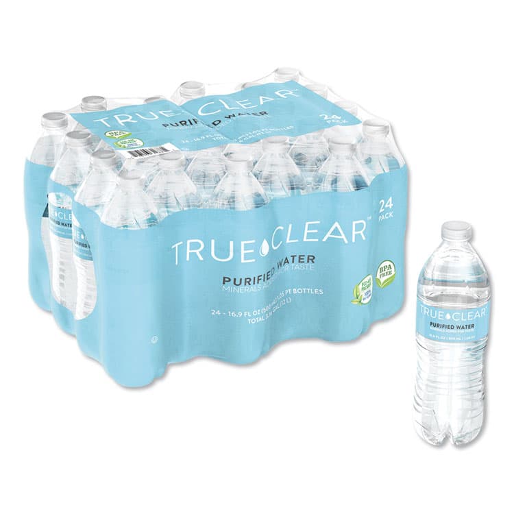 TRUE CLEAR Purified Bottled Water, 16.9 oz Bottle, 24 Bottles/Carton (TCLTRC05L24CT)