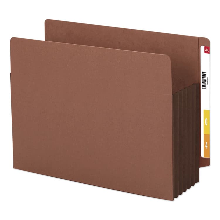 SMEAD MANUFACTURING CO. Redrope Drop-Front End Tab File Pockets, Fully Lined Colored Gussets, 5.25" Expansion, Letter Size, Redrope/Brown, 10/Box (SMD73691)