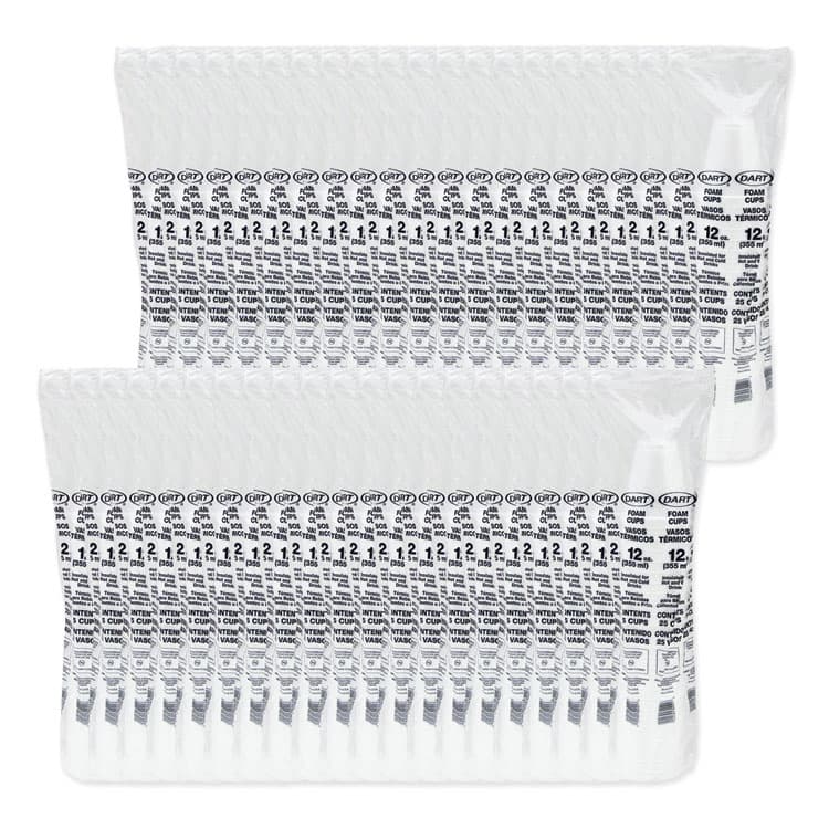 DART Foam Drink Cups, 12 oz, Squat, White, 1,000/Carton (DCC12J16) thumbnail 2