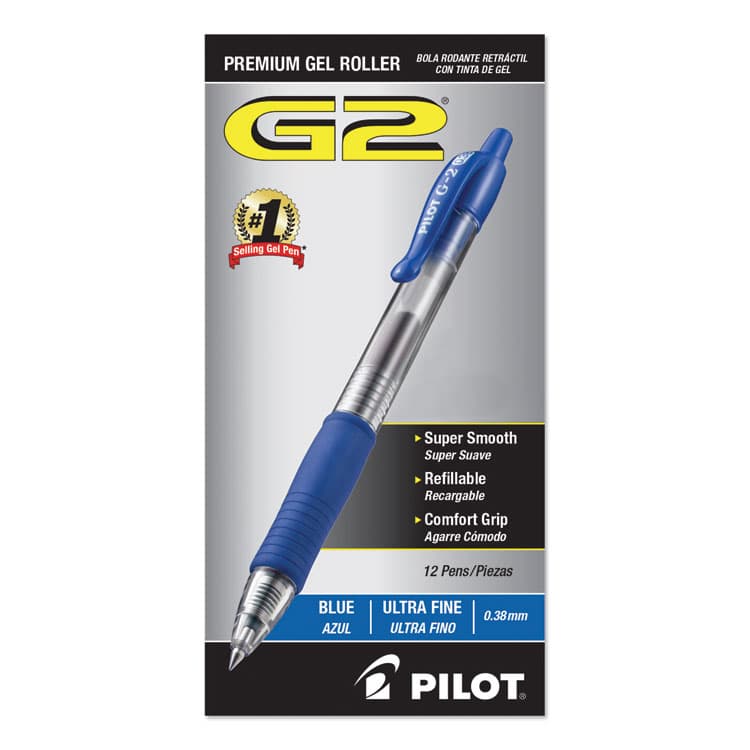 PILOT CORP. OF AMERICA G2 Premium Gel Pen Convenience Pack, Retractable, Extra-Fine 0.38 mm, Blue Ink, Smoke/Blue Barrel, Dozen (PIL31278) thumbnail 3