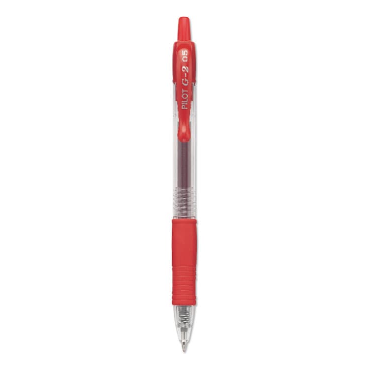 PILOT CORP. OF AMERICA G2 Premium Gel Pen, Retractable, Extra-Fine 0.5 mm, Red Ink, Smoke/Red Barrel, Dozen (PIL31004)